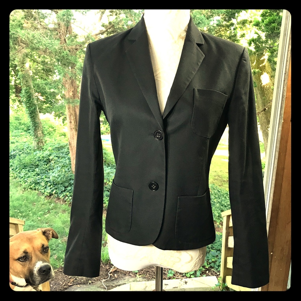 Theory Matte Black Split Cuff Blazer Size 2 - image 1